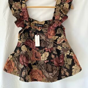 En Saison Floral Tapestry Babydoll Peplum Top | Anthropologie Brand | Size M